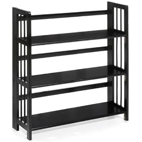 Mission Style 38 x 35 Inch Black Folding / Stacking Bookcase, 35