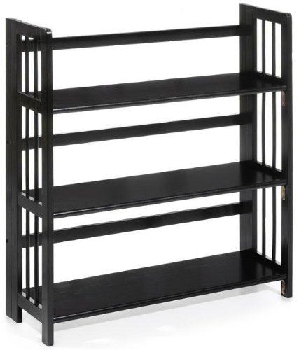 Mission Style 38 x 35 Inch Black Folding / Stacking Bookcase, 35