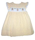 Petit Ami Infant Girls Monkey Smocked Seersucker Dress