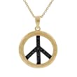 Tressa Goldtone with Black Cubic Zirconia Peace Sign Necklace