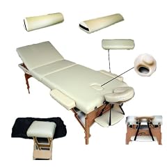 Massageliege beige + Set1 inkl. 2 Lagerungsrollen + Hocker + Tasche