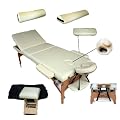Massageliege beige + Set1 inkl. 2 Lagerungsrollen + Hocker + Tasche
