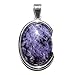 Charoite and Sterling Silver Oval Pendant title=
