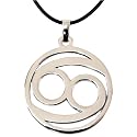 Zodiac Sign Necklace Cancer Pendant Stainless Steel on Rubber Cord By Bucasi