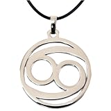 Zodiac Sign Necklace Cancer Pendant Stainless Steel on Rubber Cord By Bucasi