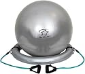 Star Shaper Silver 65cm Gym Ball w/ Resistance Tubes & Pump