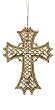 Seasons of Elegance Gold Glitter with Pearl Accents Cross Christmas Ornament 5"