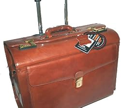 Mancini Brown Lawyer/litigation Rolling Leather Briefcase