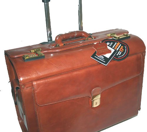 Mancini Brown Lawyerlitigation Rolling Leather Briefcase