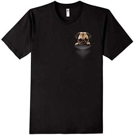 Men's Pocket pug tee shirt,Pocket pug shirt,pug shirt funny Large Black