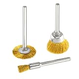 Buy 3pc Rotary Tool Brass Wire Brush Set - Wheel, Cup, End Brush - Fits Dremel - 1 8... by Industrial Tools