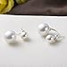 Cat Eye Jewels 6~8mm Double Freshwater Shell Pearl Earrings with 925 Sterling Silver Hoop Stud E008