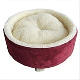 Round Nest Pet Bed in Burgundy Suede