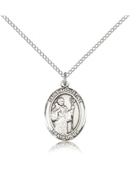 .925 Sterling Silver Saint St. Augustine Medal Pendant 3/4 x 1/2 Inches Theologians/Sore Eyes-8007- Comes with a .925 Sterling Silver Lite Curb Chain Neckace And a Black velvet Box