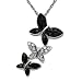 14k White Gold Black and White Diamond Triple Butterfly Pendant (1/5 cttw), 18