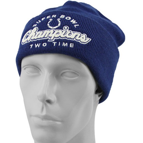 Reebok Indianapolis Colts Royal Blue Two-Time Super Bowl Champions Commemorative Knit Beanie