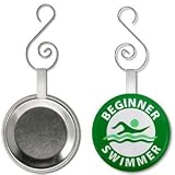 Creative Clam Green Beginner Swimmer Pool Safety Alert 2.25 Inch Button Style Hanging Ornament