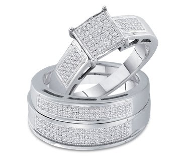 Mens Ladies 10k White Gold .60 Ct Diamond His Her Wedding Engagement Ring Set