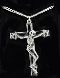 Skeleton Crucifix Cross Necklace Death Black Metal Goth