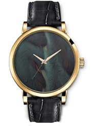 SPRAWL Aanalog Fashion Series Gold Ladies Watches of Genuine Black Leather Strap,Unique Wrist Watch for Women Girls Designed with Set soft silk