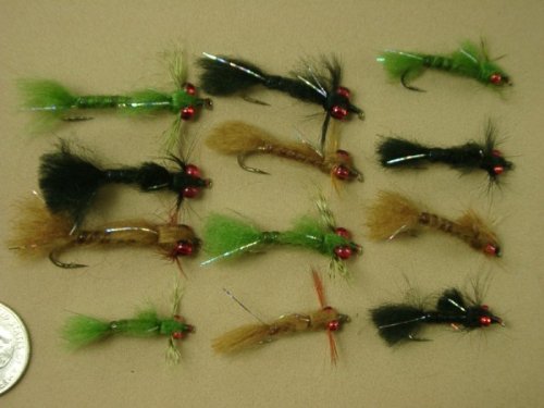 NEW FLIES 12 RUBY EYED DAMSEL FLY NYMPHS, Gamagatsu Hooks