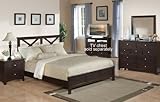 4pc Queen Size Bedroom Set X Design Headboard in Cappuccino