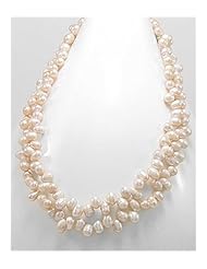 Peach (Natural) Fresh Water Pearl Necklace In 92.5 Sterling Silver