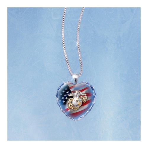 41C bC2NQlL USMC Crystal Heart Pendant Necklace: Semper Fidelis Pride Gift