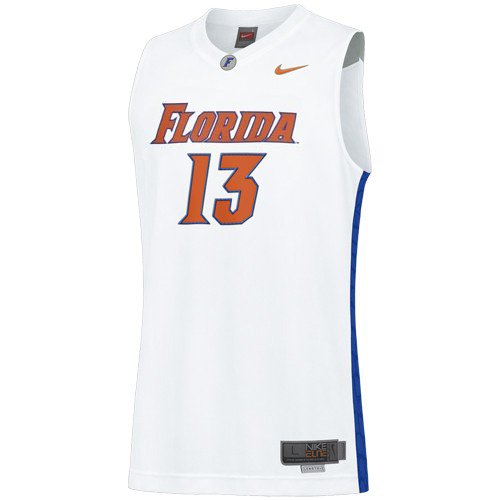 Nike Elite Florida Gators #13 White Twilled Basketball Jersey