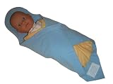 SwaddleKeeper Cotton Flannel Swaddling Blanket with Newborn Head Support - Light Blue