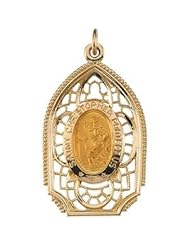 14k Yellow Gold 3150x19mm Polished St Saint christopher Medal Pendant for Necklace