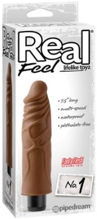 Vibrating Real Feel No. 1 Long 7.5' Waterproof Vibe - Brown Multi Speed