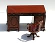 Dollhouse Miniature Handcarved Walnut Desk