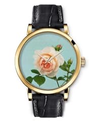 SPRAWL Aanalog Fashion Series Gold Ladies Watches of Genuine Black Leather Strap,Unique Wrist Watch for Women Girls Designed with Rosa orange