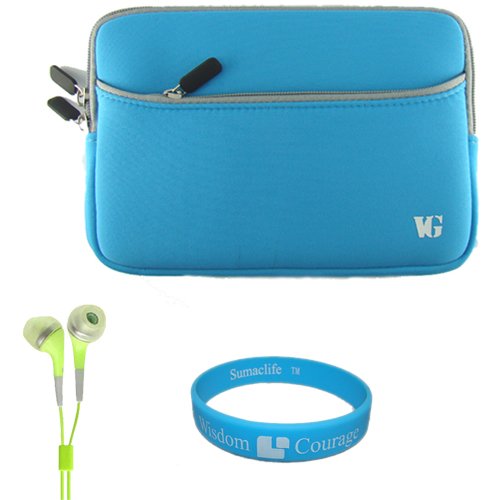 Portable scratch resistant cover case with front pocket For Velocity Micro Cruz Reader + Includes wisdom courage wristband + includes hi-fi noise reducing earbuds