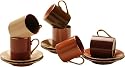 Yedi Houseware Classic Coffee and Tea Aubergine Espresso Cups and Saucers, Set of 6