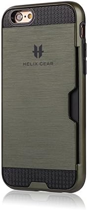 Helix Gear Air Stealth One - iPhone 6/6s Super Light-weight Smart Phone Case With Hidden Card Pocket - includes Helix Gear's Comprehensive 1 Year Customer Protection Program (Army Green)
