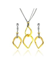 Nickel Free Sterling Silver Necklace & Earring Sets Hanging Open Gold Plated Square Set