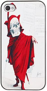 NaT Scary Skull in Red Robe Pattern PC Hard Case with Black Frame for iPhone 4/4S