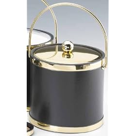 Kraftware 50068 Sophisticates Black with Polished Brass 3 Quart Ice Bucket with Metal... by Kraftware