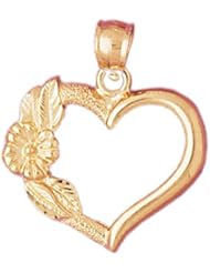 Dazzlers Solid 14k Gold Flower in Heart Charm Pendant Available in three colors from jewelsberry (weights: 2.0 grams only)