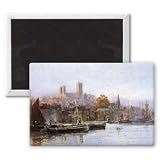 Lincoln Cathedral from the River (w/c on.. - 3x2 inch Fridge Magnet - large magnetic button - Magnet
