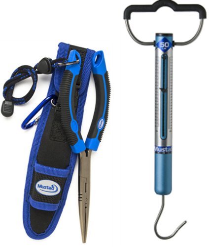 Mustad Combo Pack with Pliers and Sheath Plus Scale (50-Pound)