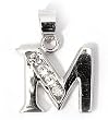 Silver Block Initial Pendant with Cubic Zirconia, Size: 12mm