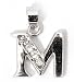 Jewelry : Silver Block Initial Pendant with Cubic Zirconia, Size: 12mm