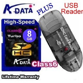 Electronics: A DATA 8GB Turbo SDHC Combo Kit With Card Reader