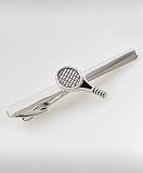 Tennis Racket metal plated Tiebar with Free Striped reusable gift box