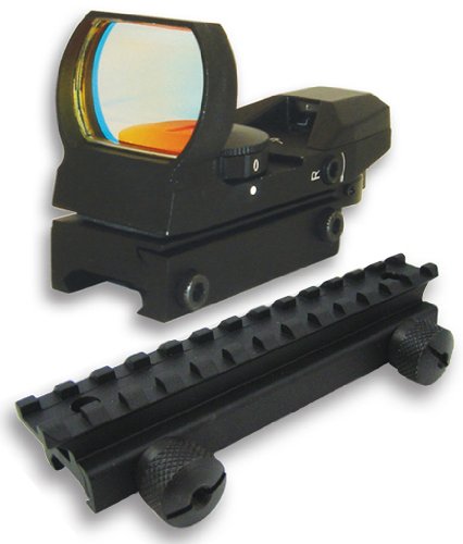 See Tactical Flattop Riser Scope Mount And 4 Reticle Pattern Reflex Sight Fits AR15 M4 FNAR SU16 CX4 SR22 SR556 SIG556 SIG22 GSG-522 G22 Rifles