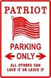 US PATRIOT PARKING sign * st american flag