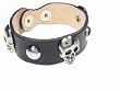 Genuine Leather Black Skull Studded Fashion Bracelet
